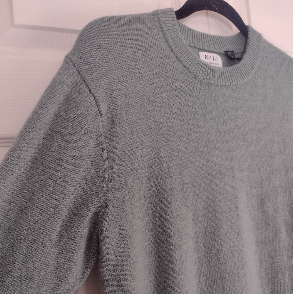 H&M Essentials No. 10 Wool Blend Crewneck Raglan Sweater Sage Green Men's Small - Picture 7 of 16